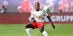 Dayot Upamecano in action for Bayer Leverkusen