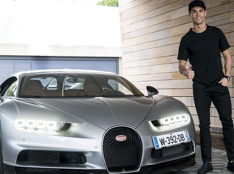 Cristiano Ronaldo with his Bugatti Chiron