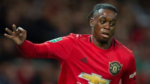 Aaron Wan-Bissaka playing for Manchester United