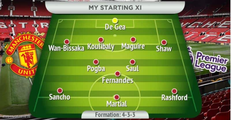 Manchester United line up 