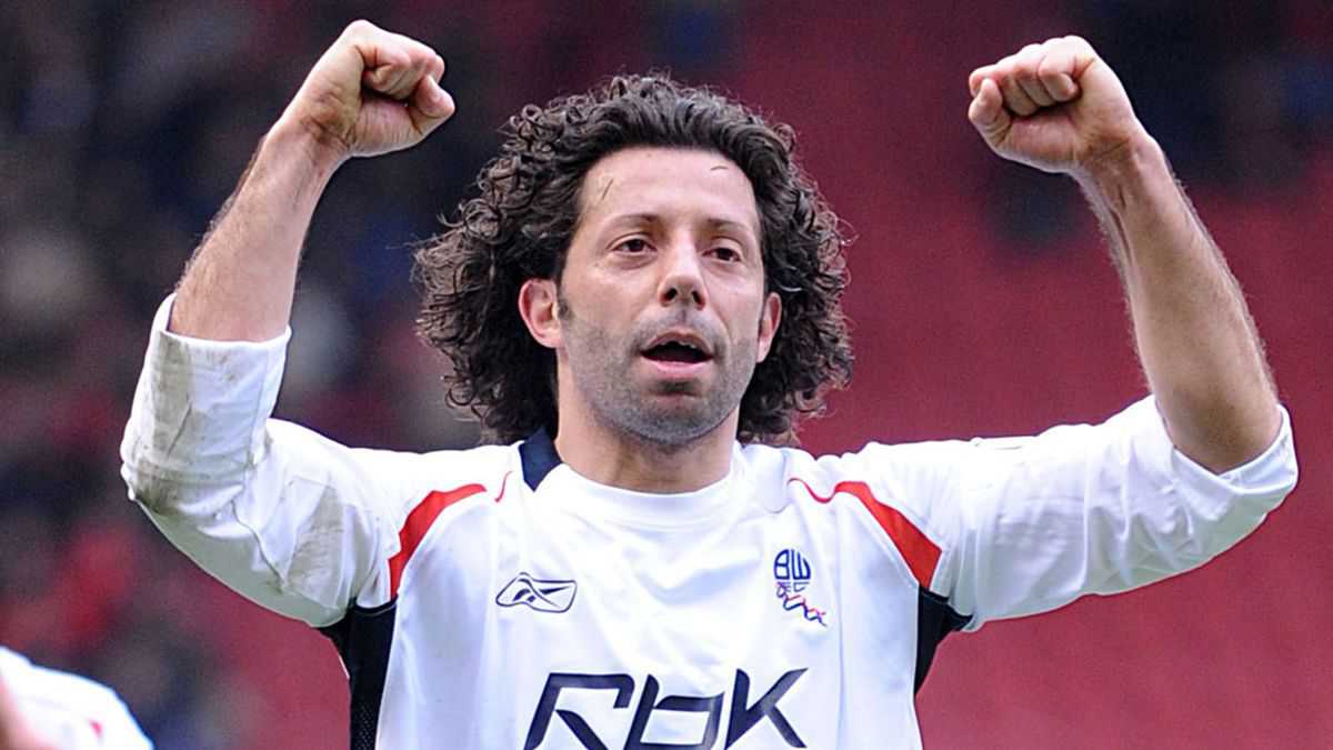 Ivan Campo celebrating his goal during his time at Bolton