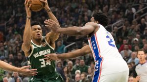 Giannis Antetokounmpo against Philadelphia 76ers