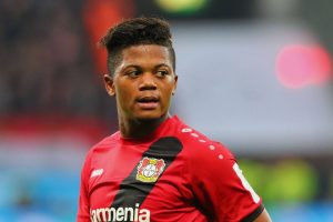 Leon Bailey in action for Bayer Leverkusen