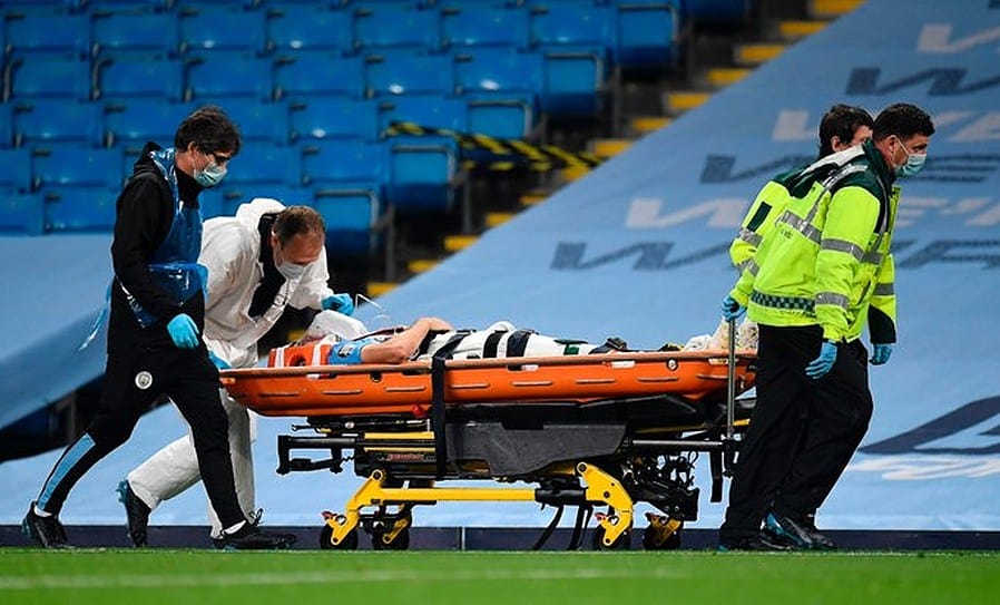 Eric Garcia was stretchered off in the 80th minute following an accidental clash with