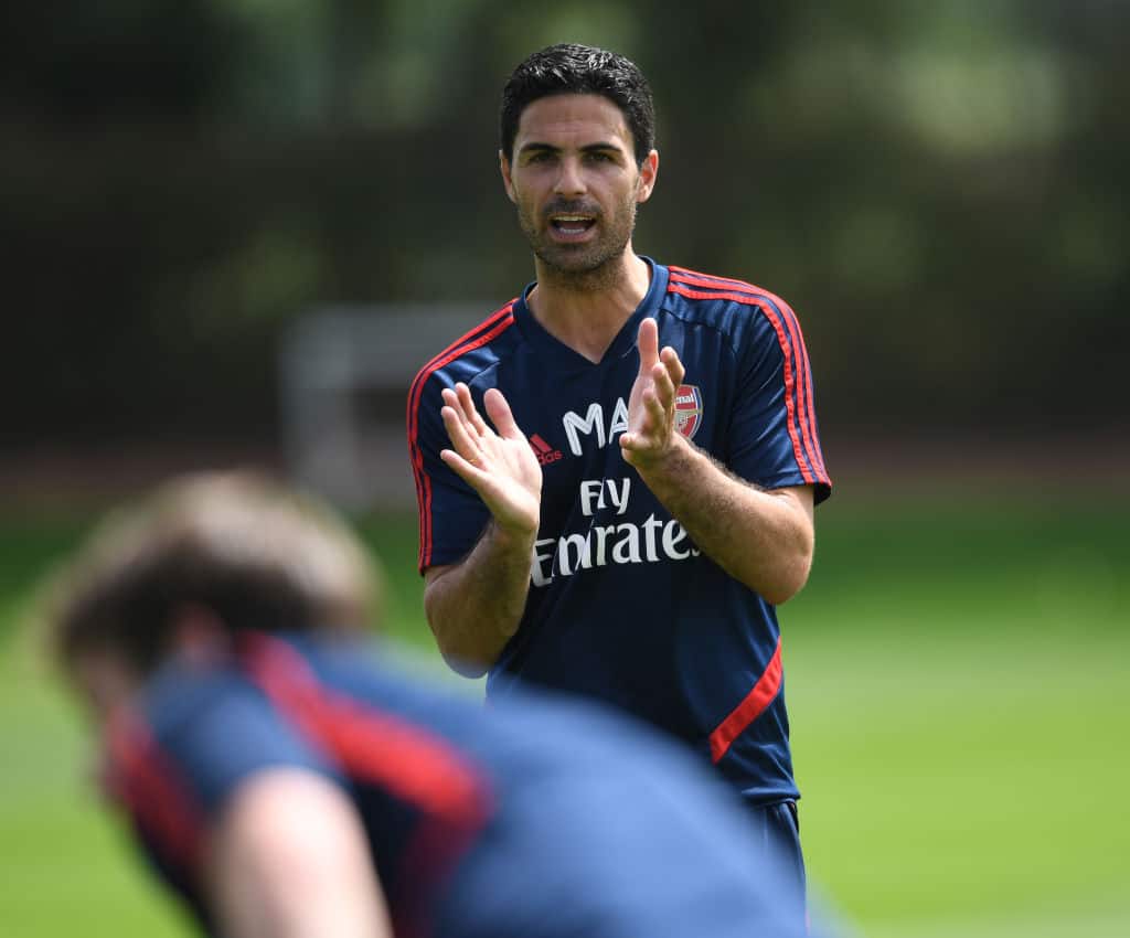 Arsenal Head Coach Mikel Arteta during a training session at London Colney on May 26, 2020 in S