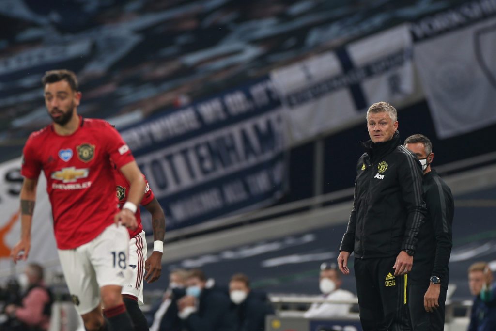 Ole Gunnar Solskjaer during the Premier League clash against Tottenham 