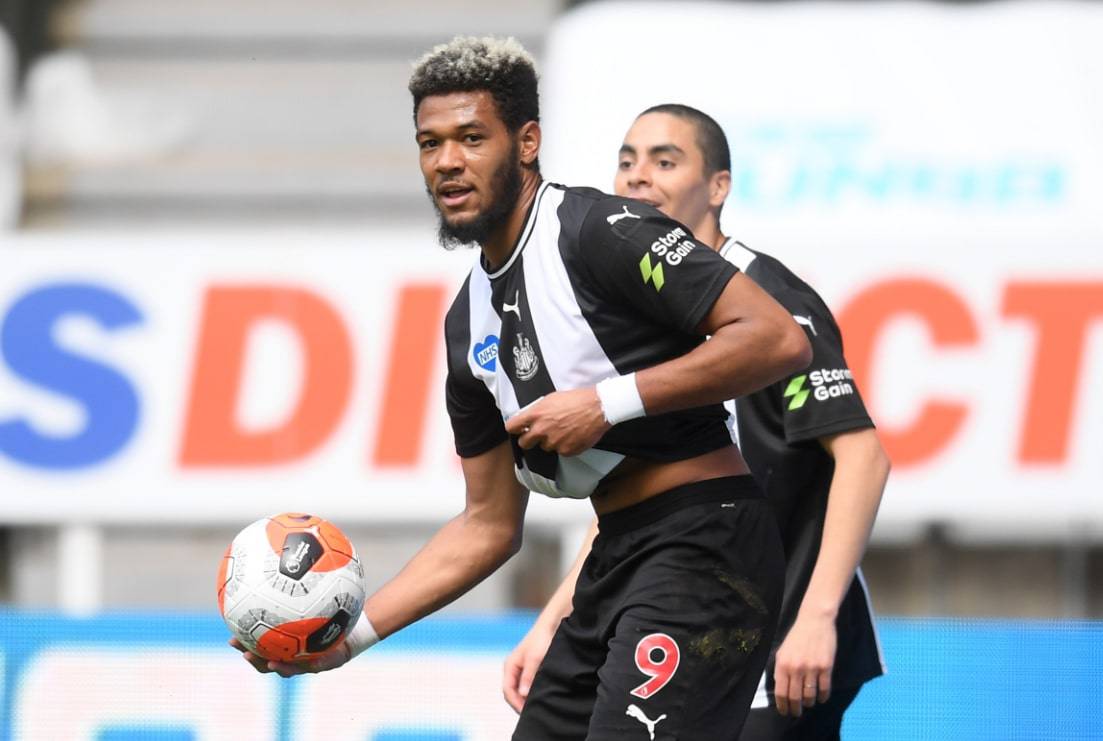 Joelinton celebrates Premier League goal against Sheffield United