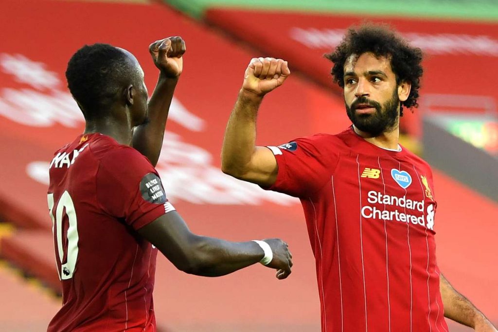 Sadio Mane and Mohamed Salah during Liverpool's 4-0 win over Crystal Palace