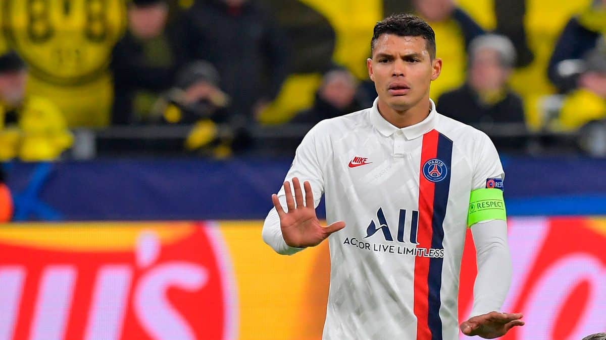 thiago Silva in action for PSG