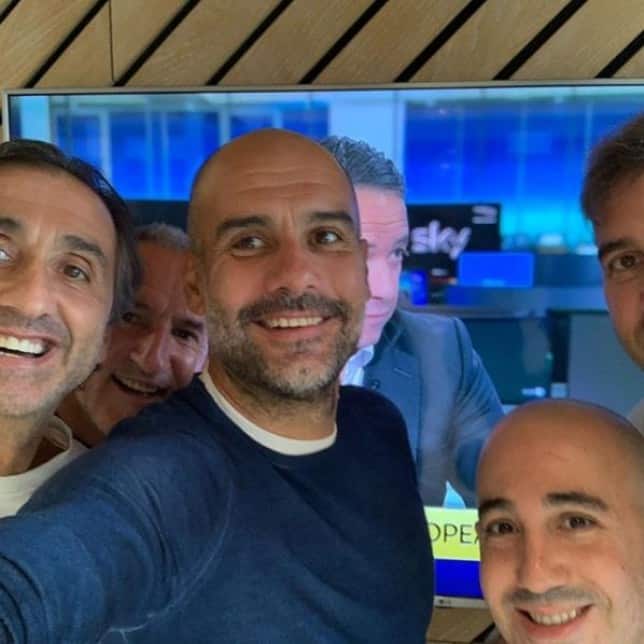 Manchester City coaching staff celebrating victory