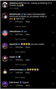 NBA stars react to Steph Curry's post