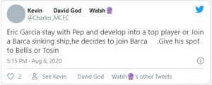 Manchester City fans suggest what to do with Eric Garcia