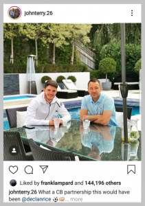 Frank Lampard likes John Terry's photo with Declan Rice