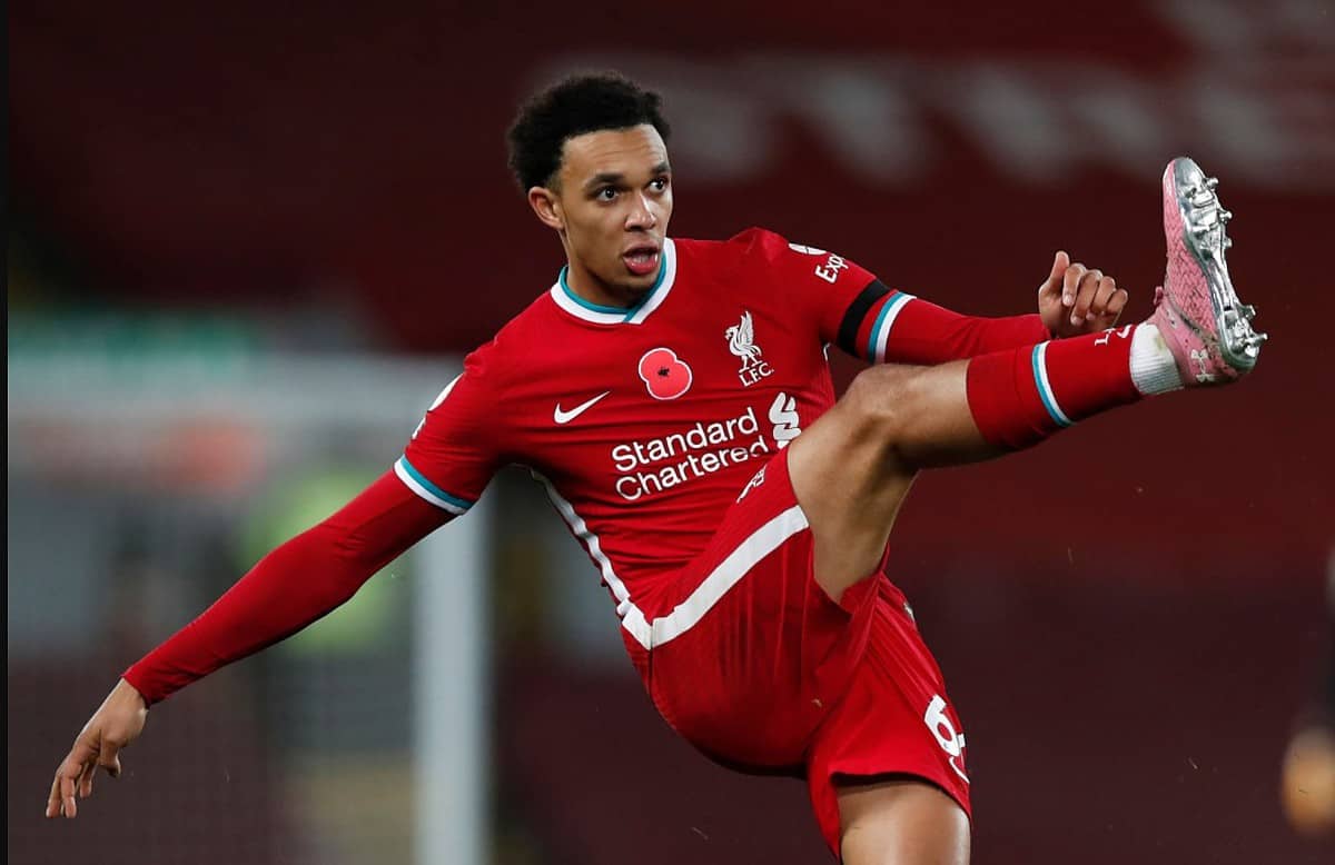 Trent Alexander-Arnold of Liverpool in action during the Premier League match
