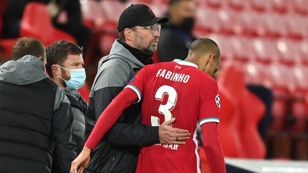 Jurgen Klopp and Fabinho during Champions League