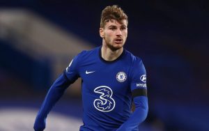 Timo Werner of Chelsea during the Premier League match between Chelsea and Manchester City at Stamford Bridge on January 3, 2021 in London, United Kingdom. (Photo by Marc Atkins/Getty Images)