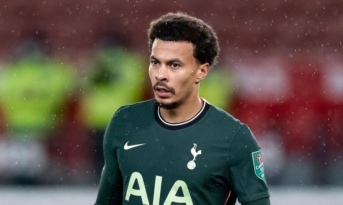 Tottenham Hotspur's Dele Alli looks on during the Carabao Cup Quarter Final match between Stoke City and Tottenham Hotspur at Bet365 Stadium on December 23, 2020 in Stoke on Trent, England. (Photo by Andrew Kearns - CameraSport via Getty Images)