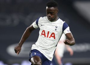 Davinson Sanchez of Tottenham Hotspurs in action during the Premier League match between Tottenham Hotspur and Crystal Palace at Tottenham Hotspur Stadium on March 07, 2021 in London, England. Sporting stadiums around the UK remain under strict restrictions due to the Coronavirus Pandemic as Government social distancing laws prohibit fans inside venues resulting in games being played behind closed doors. (Photo by Julian Finney/Getty Images)