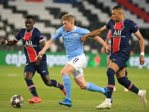 What Kevin De Bruyne said to Riyad Mahrez before free-kick winner for Manchester City against PSG