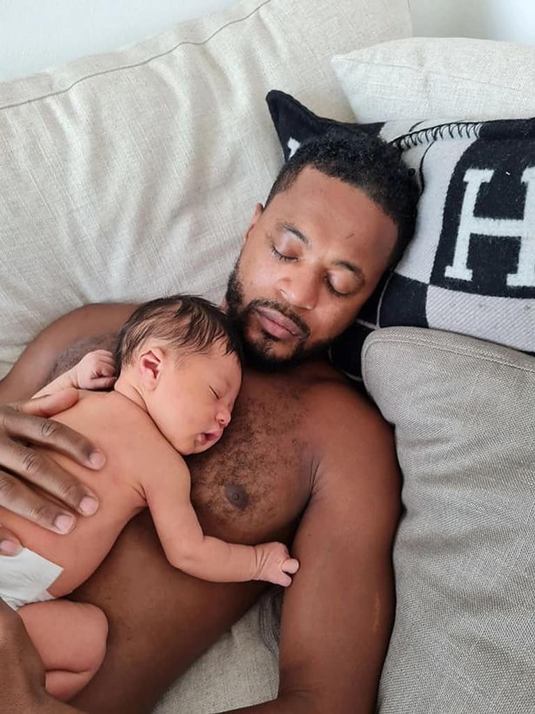 Patrice Evra with his son