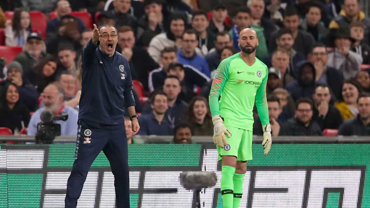 Маурицио Сарри и Вилли Кабальеро во время финала кубка английской лиги (Фото - EMPICS Sport) 