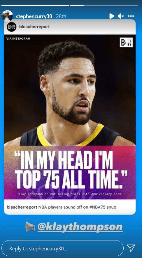 Stephen Curry reacts on Klay Thompson's comments about NBA75 snub